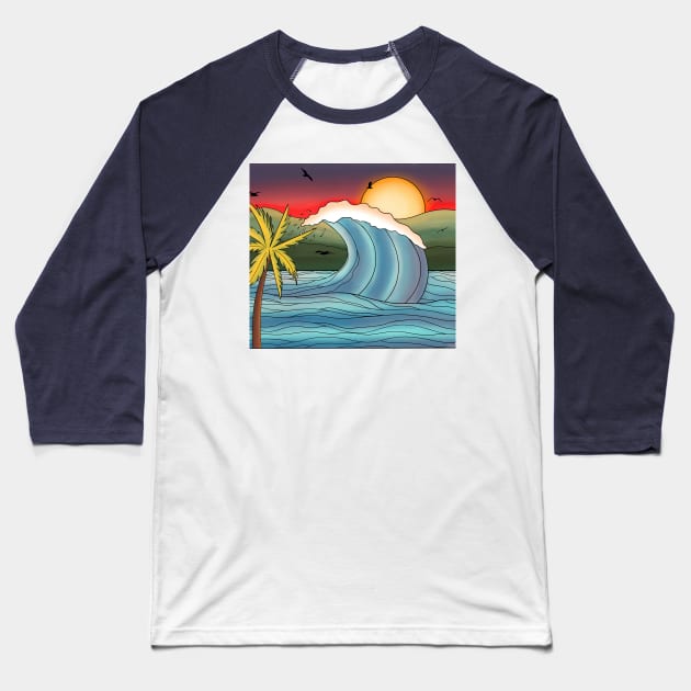 Ocean sunset landscape Baseball T-Shirt by Trent Montgomery